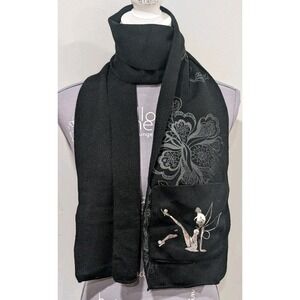 Disney Tinker Bell Black Scarf With Flower Designs